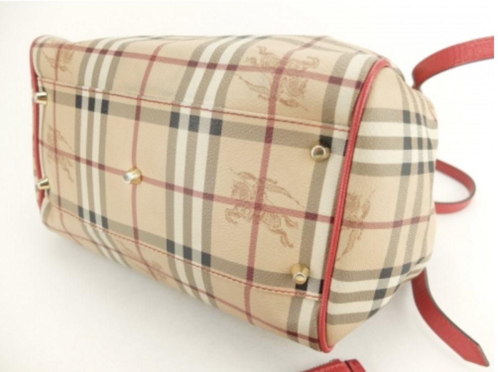 PB6010 Burberry Small Haymarket Centerbury Tote (Red)